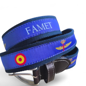 Cinturón FAMET de cuero y lona azul - The Sioux Crew