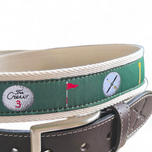 cinturón pelotas de golf de cuero y lona color beige - The Sioux Crew