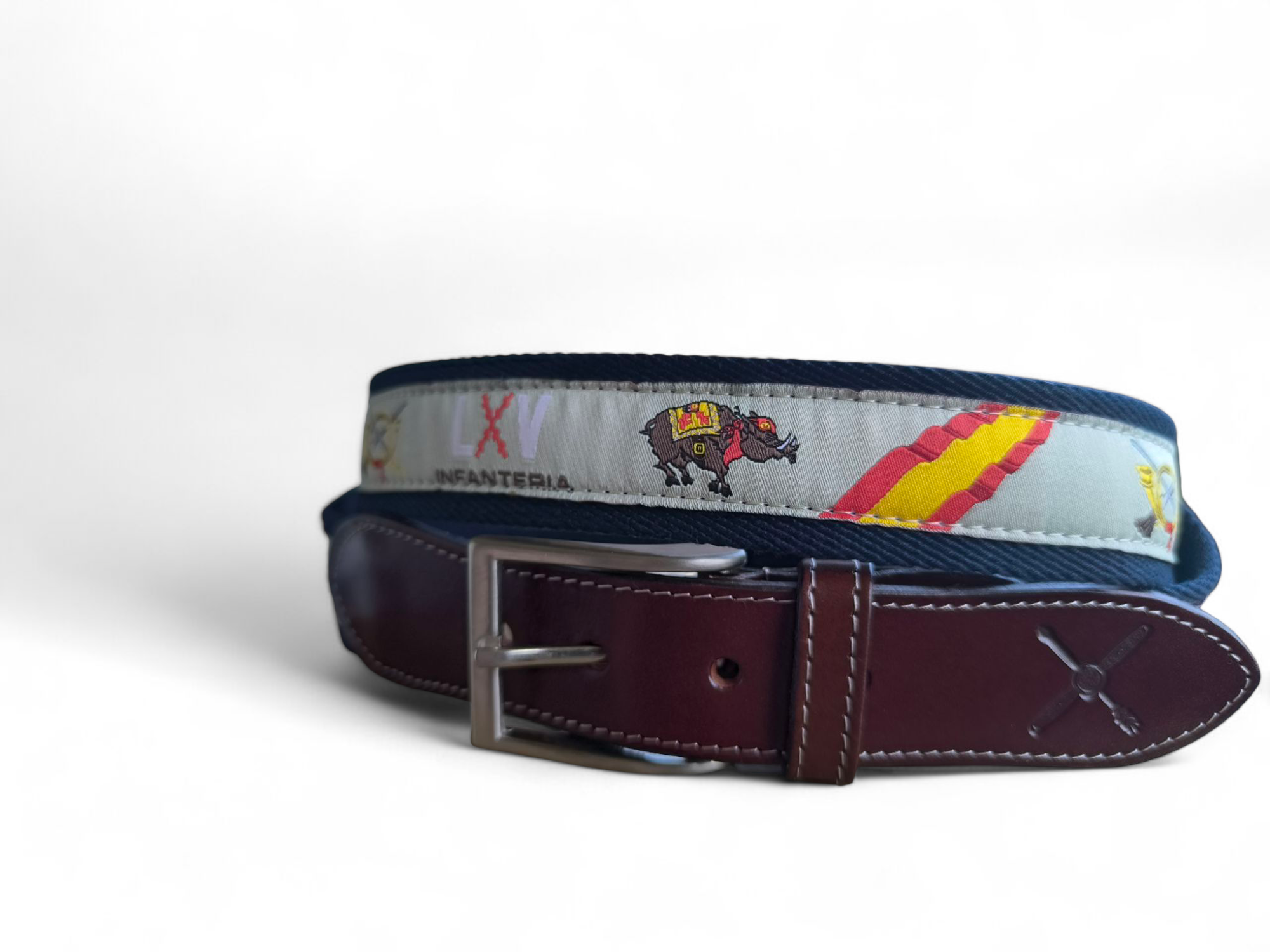 cinturón personalizado Infantería LXV en cuero y lona- The Sioux Crew