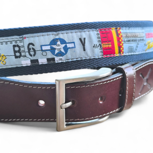 cinturón avión P51 Mustang en cuero y lona - The Sioux Crew