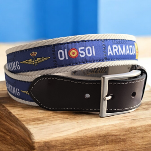 cinturón Seaking Armada de cuero y lona color beige- The Sioux Crew