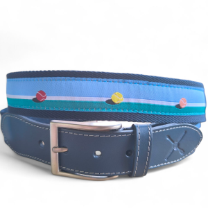 cinturón de tenis 40 15 de cuero y lona color azul - The Sioux Crew