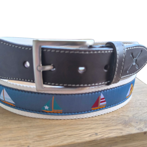 cinturón de veleros de cuero y lona beige- The Sioux Crew