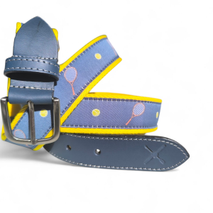 cinturón de raquetas de tenis de cuero y lona color amarillo- The Sioux Crew