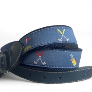cinturón palos de golf de cuero y lona azul- The Sioux Crew
